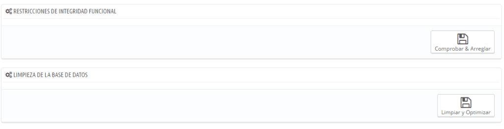 restricciones de integridad y limpieza de base de datos con módulo de limpieza de prestashop